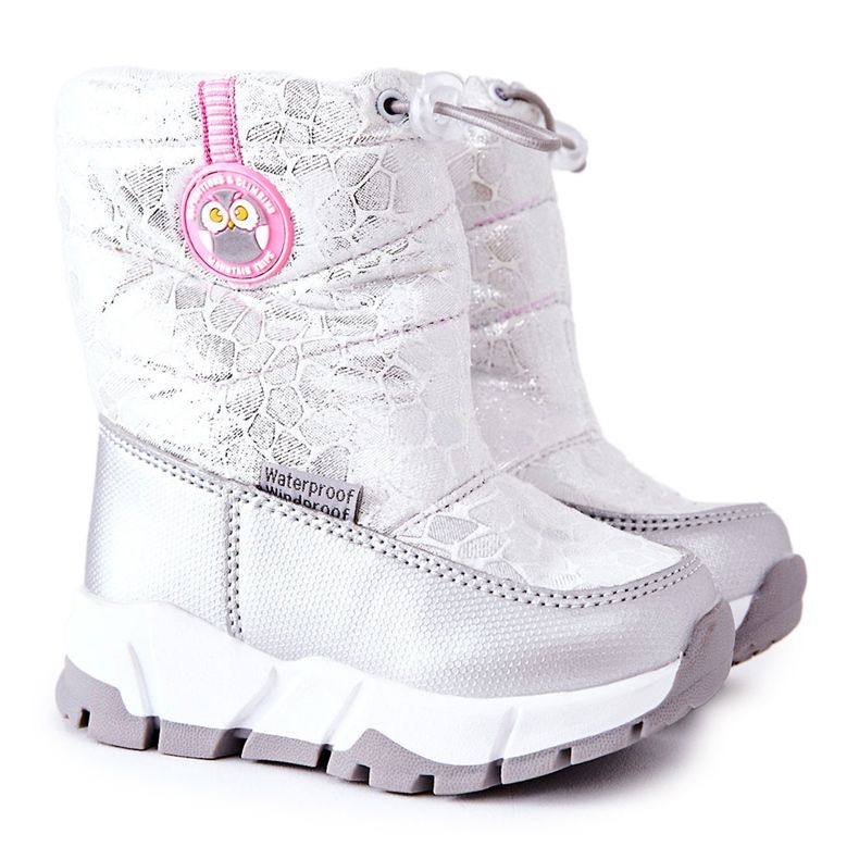 PJ2 Warme Kinder-Schneestiefel mit Reißverschluss Silber-Weiß Laoth