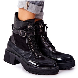 PG1 Schwarze Devera Arbeitsstiefel mit Schnalle