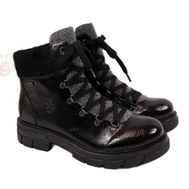 Schwarz isolierte lackierte Stiefel W Rieker Z9132 blau