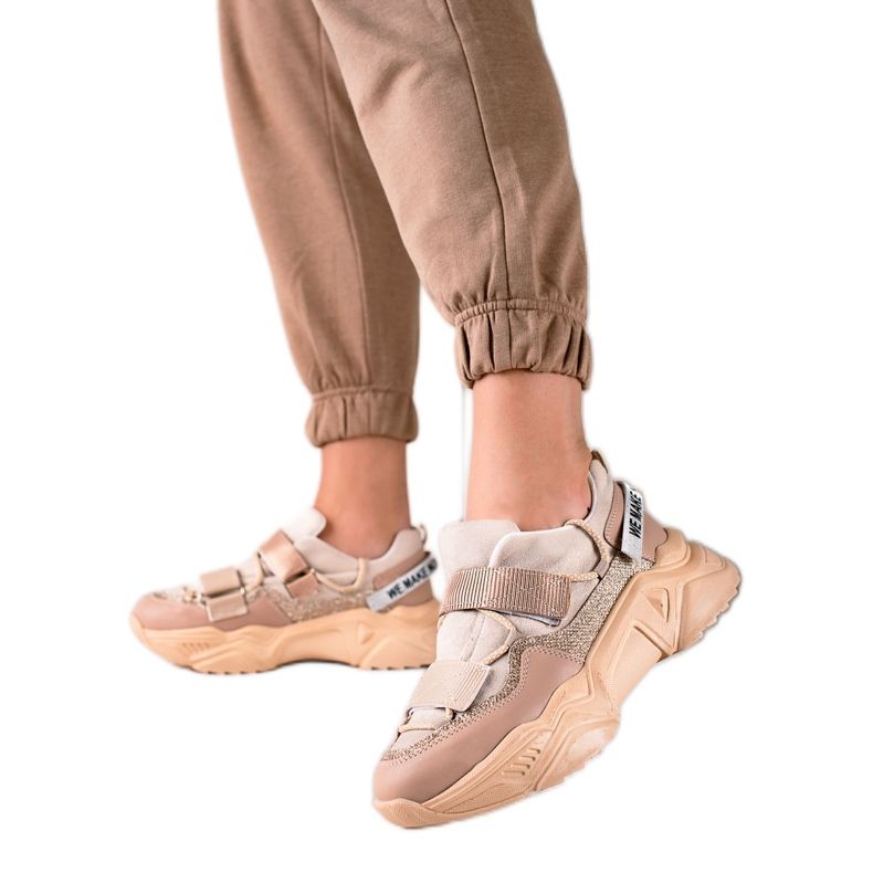 TRENDI Sneakers mit Klettverschluss Mode beige golden