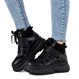 Schwarze Winter-Sneaker mit dem Tiermotiv Ninette