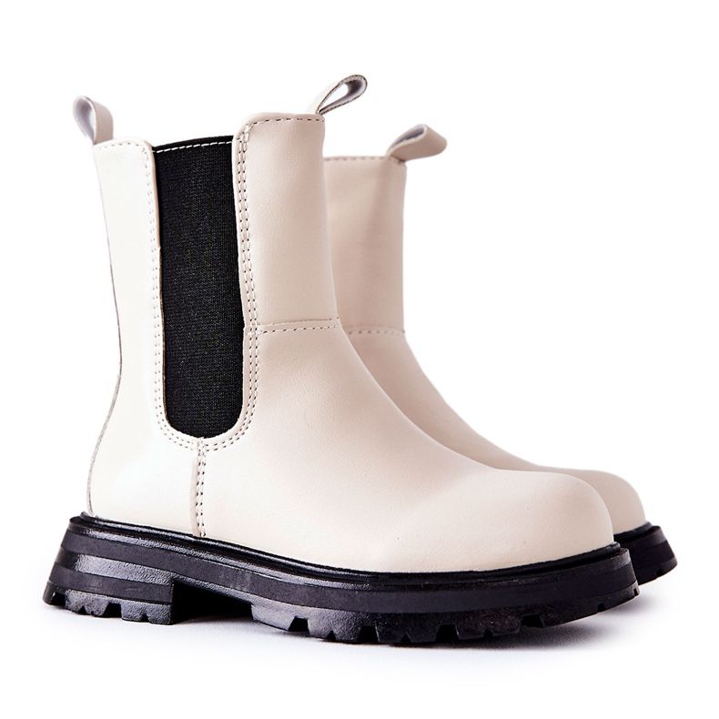 FR1 Warme Kinderstiefel Beige Alanya schwarz