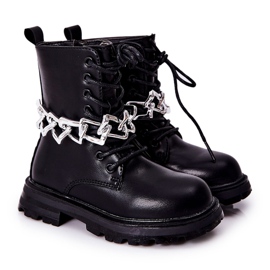 FR1 Schwarze Kinderstiefel mit Kette