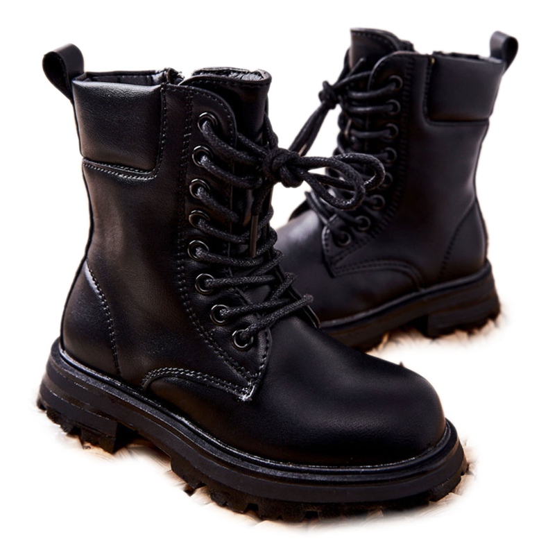 FR1 Klassische schwarze Kinderstiefel mit Reißverschluss Clarika