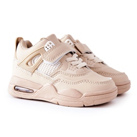 FR1 Sportschuhe aus Leder für Kinder Beige Marisa weiß