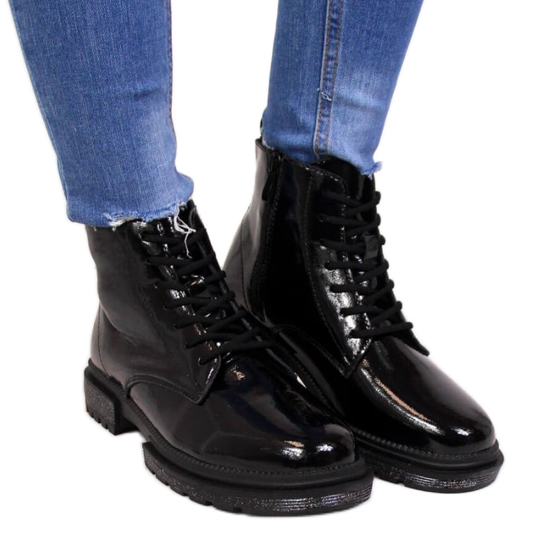 Leder Lackstiefel Filippo W PAW278B schwarz beige weiß