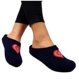 Hausschuhe mit Herz Panto Fino W INT1631 marineblau navy blau
