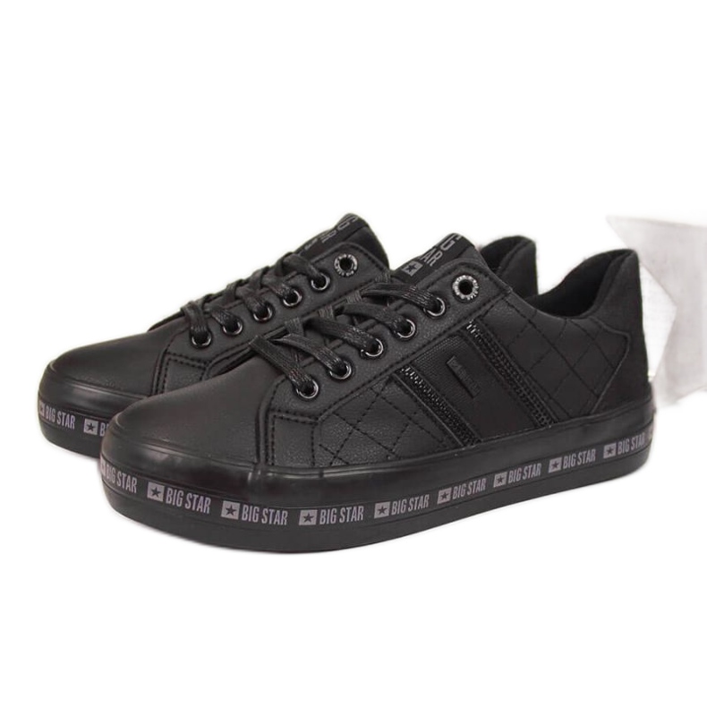Schwarze Low-Top-Sneaker auf der Big Star W II274070-Plattform