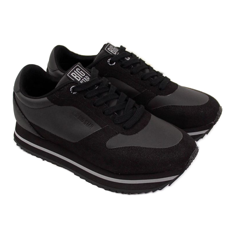 Schwarze Sportschuhe auf der Big Star W II274217 Plattform
