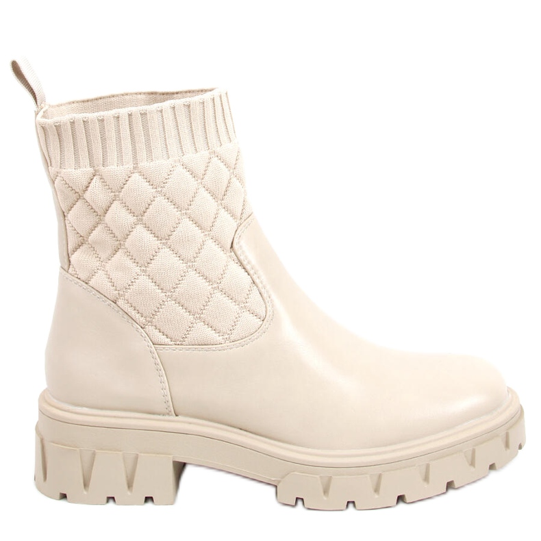 Stiefel mit gestepptem Obermaterial Elin Beige