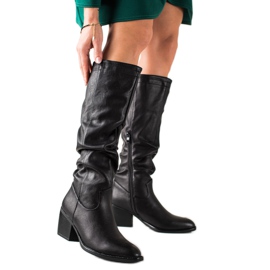 Super Mode Schwarze Stiefel mit Öko-Leder