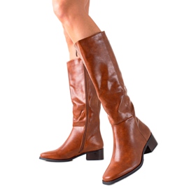 Diamantique Klassische braune Stiefel mit Öko-Leder