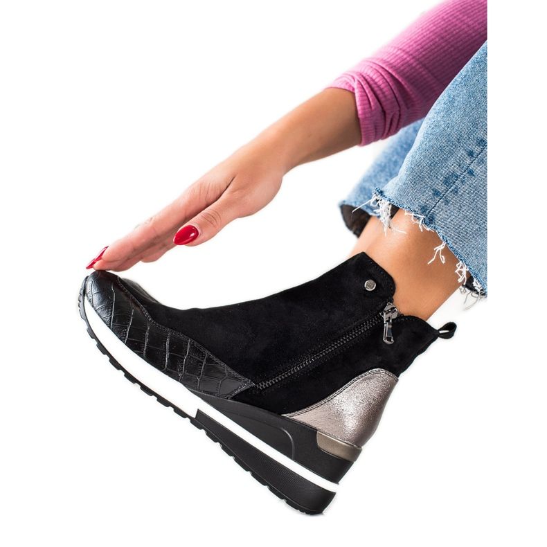 W. Potocki Stiefel auf Keil Potocki schwarz