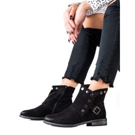 W. Potocki Wildlederstiefeletten mit Potocki-Verzierungen schwarz