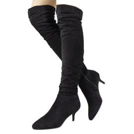 Schwarze oberschenkelhohe Stiefel von Delia