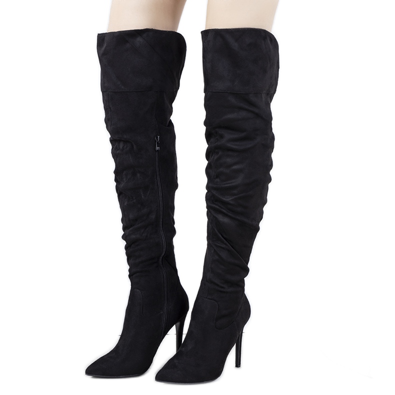 Schwarze, oberschenkelhohe Stiefel von Arment