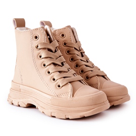 FR1 Warme Sneakers aus Leder für Kinder Beige Bomi