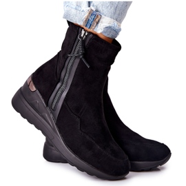 PE1 Schwarze Athelaine Keilstiefel aus Wildleder