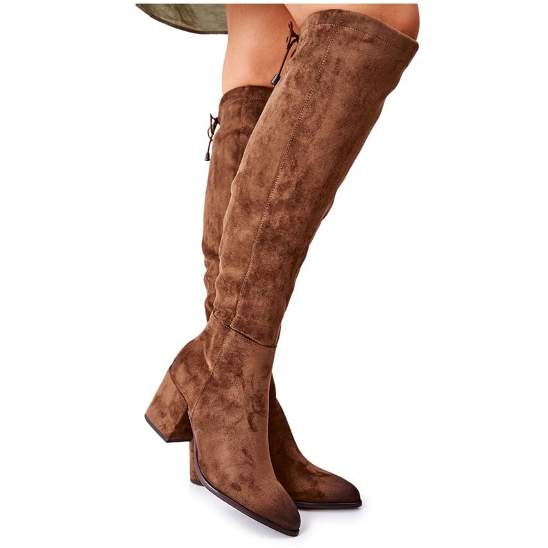 Vinceza Damenstiefel mit Absatz Wildleder Braun Corrig khaki