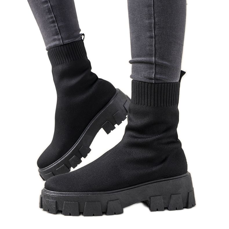 Schwarze Stiefel auf dicker Sohle Randy