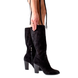 TRENDI Modische durchbrochene Stiefel schwarz