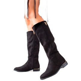 TRENDI Elegante Wildlederstiefel schwarz