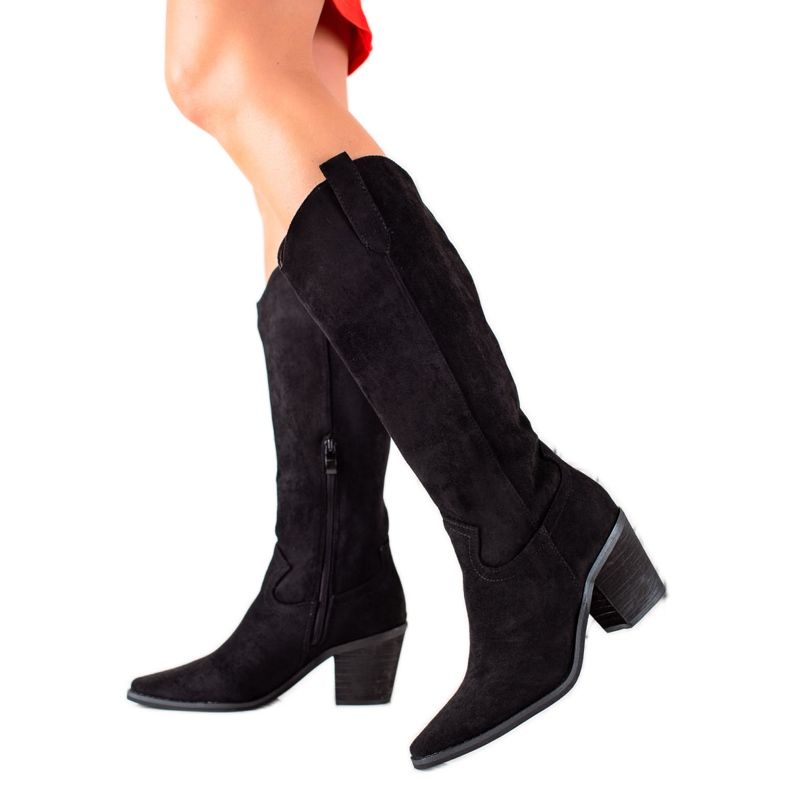 Renda Cowboystiefel aus Wildleder schwarz