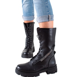 Stiefel mit dekorativem Reißverschluss von Sergio Leone schwarz