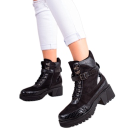 Queen Vivi Schnürarbeiter mit Schnalle schwarz