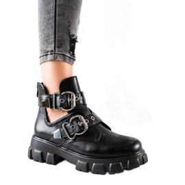 Bestelle Plateaustiefel mit Schnallen schwarz