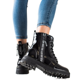 Goodin Lackierte Taschen mit dekorativem Reißverschluss schwarz