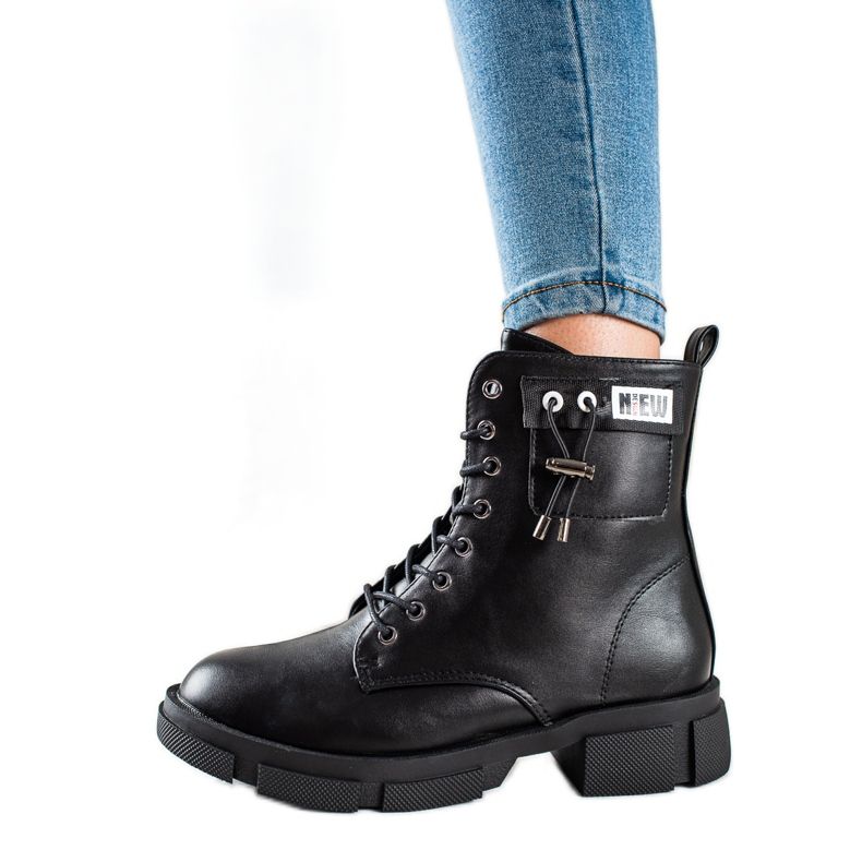 Goodin Schwarze Schnürtaschen mit Ornament