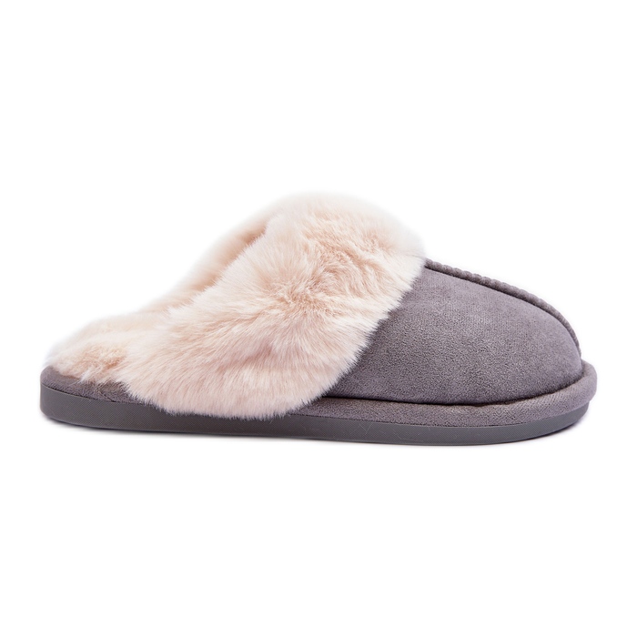 Damen Hausschuhe Hausschuhe mit Fell Grau Pinky