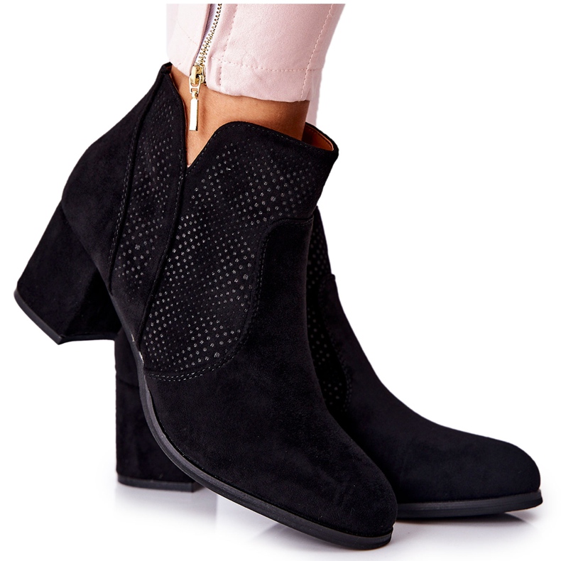 PE1 Schwarze Wildlederstiefel an der Ferse Elisea