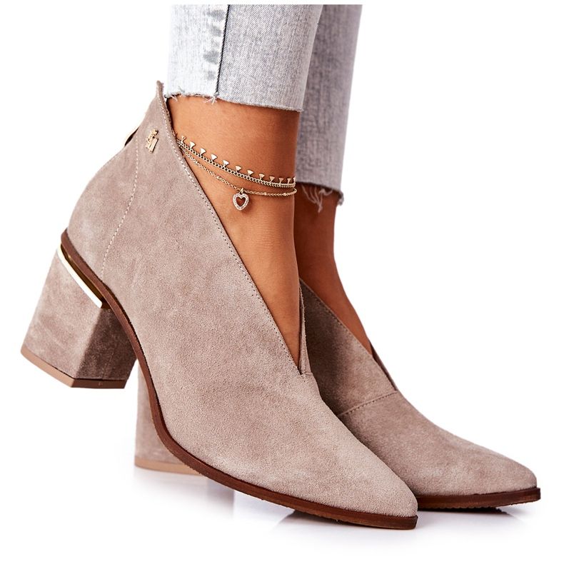 Lederstiefel mit hohem Absatz Laura Messi Beige 2344