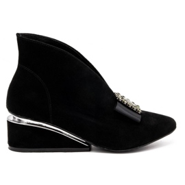 Exquisite Damen Lederstiefel auf dem 1278EX Plateau schwarz
