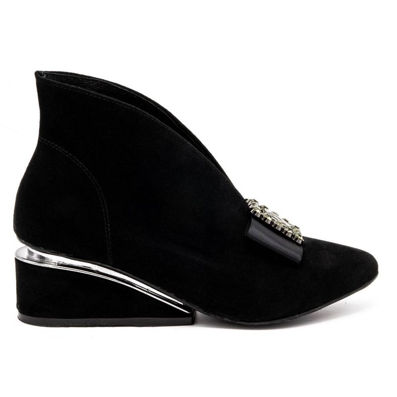 Exquisite Damen Lederstiefel auf dem 1278EX Plateau schwarz