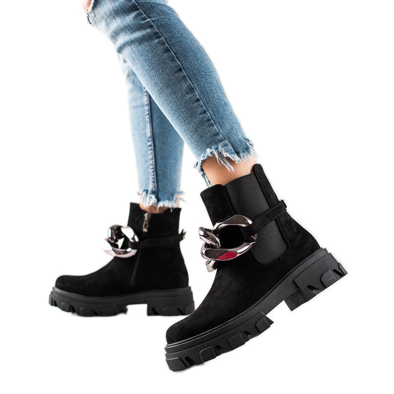 Wildlederstiefel auf der S. Barski-Plattform schwarz