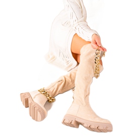 Diamantique Wildlederstiefel mit goldener Kette schwarz