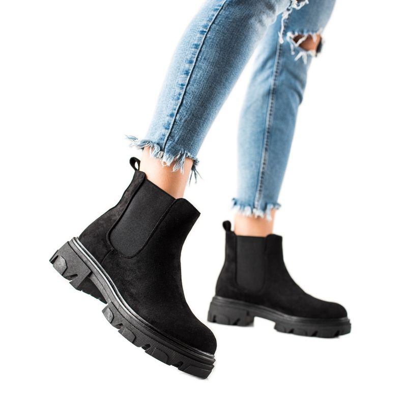 TRENDI Chelsea Boots aus Wildleder auf der Plattform schwarz