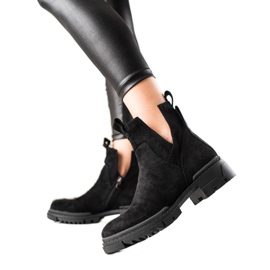 W. Potocki Ausgeschnittene Wildledertaschen schwarz