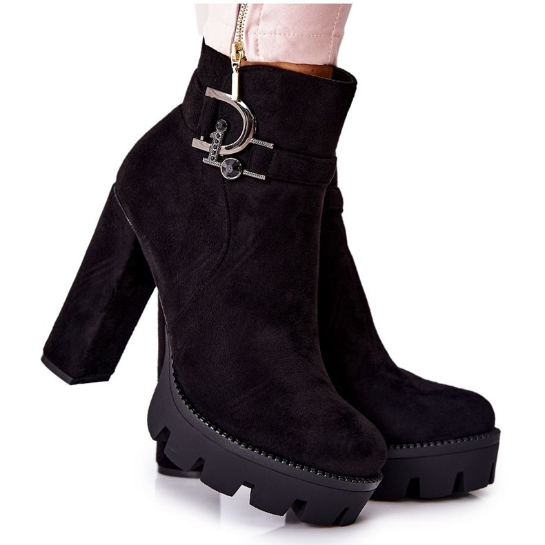 Wildlederstiefel auf High Heels Schwarz Dianne