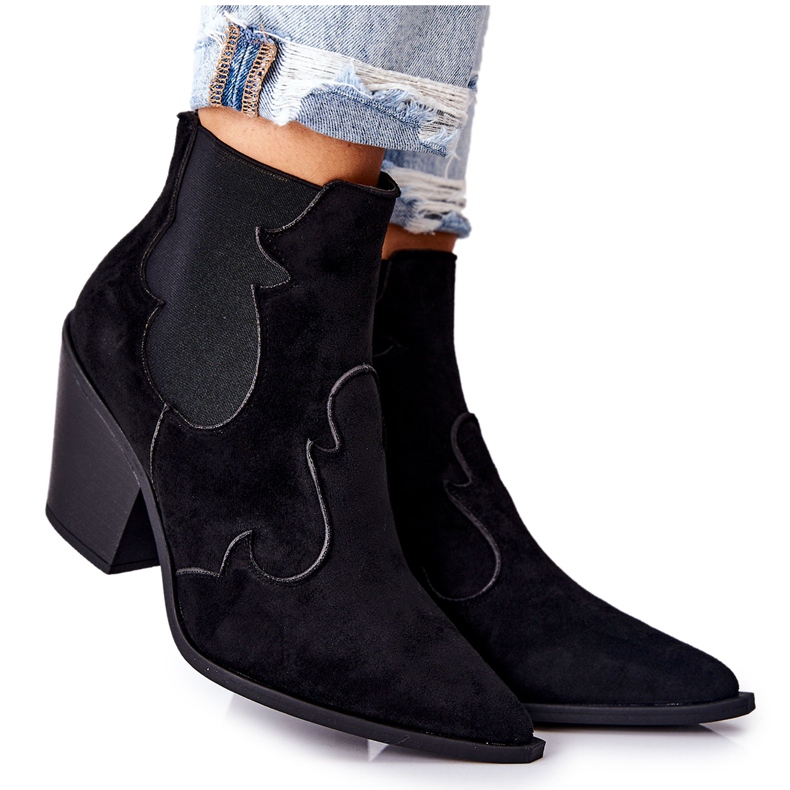 PG1 Schwarze Maurelle Wildleder Cowboystiefel