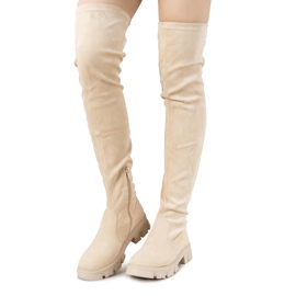 Beige Stiefel mit hoher Sohle von Patrice