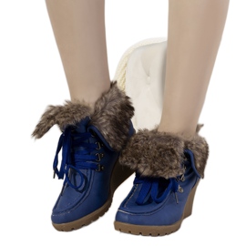 Blaue Keilstiefel mit Callas-Fell