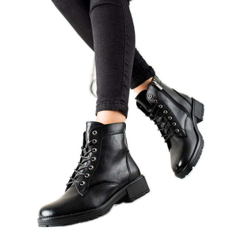 W. Potocki Schwarze Trapper aus Öko-Potocki-Leder