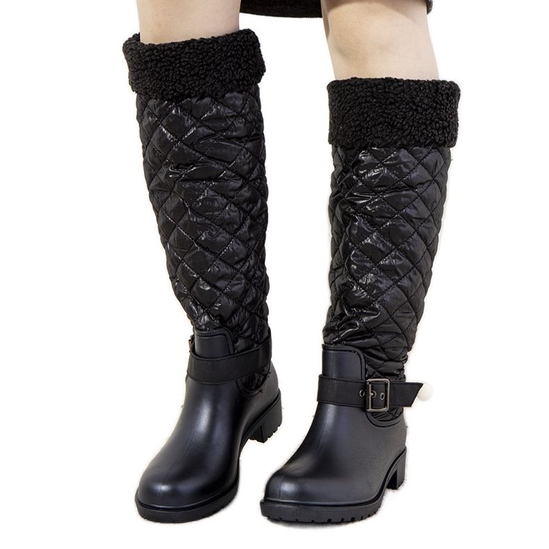Schwarze Regenstiefel mit gestepptem Ninfa-Obermaterial