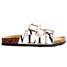 Weiße bequeme Flip-Flops aus Öko-Leder