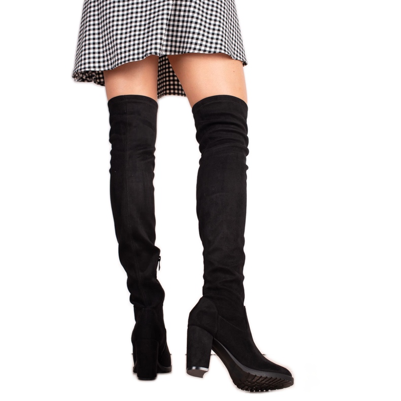 TRENDI Hohe Wildlederstiefel schwarz