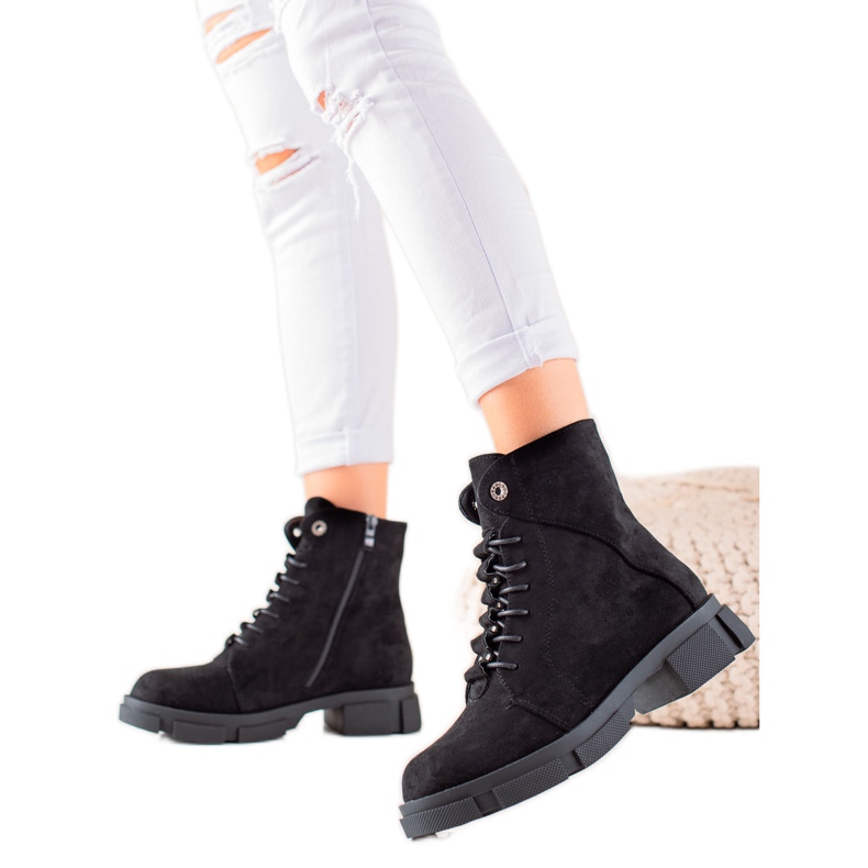 Goodin Schnürstiefel aus Wildleder schwarz